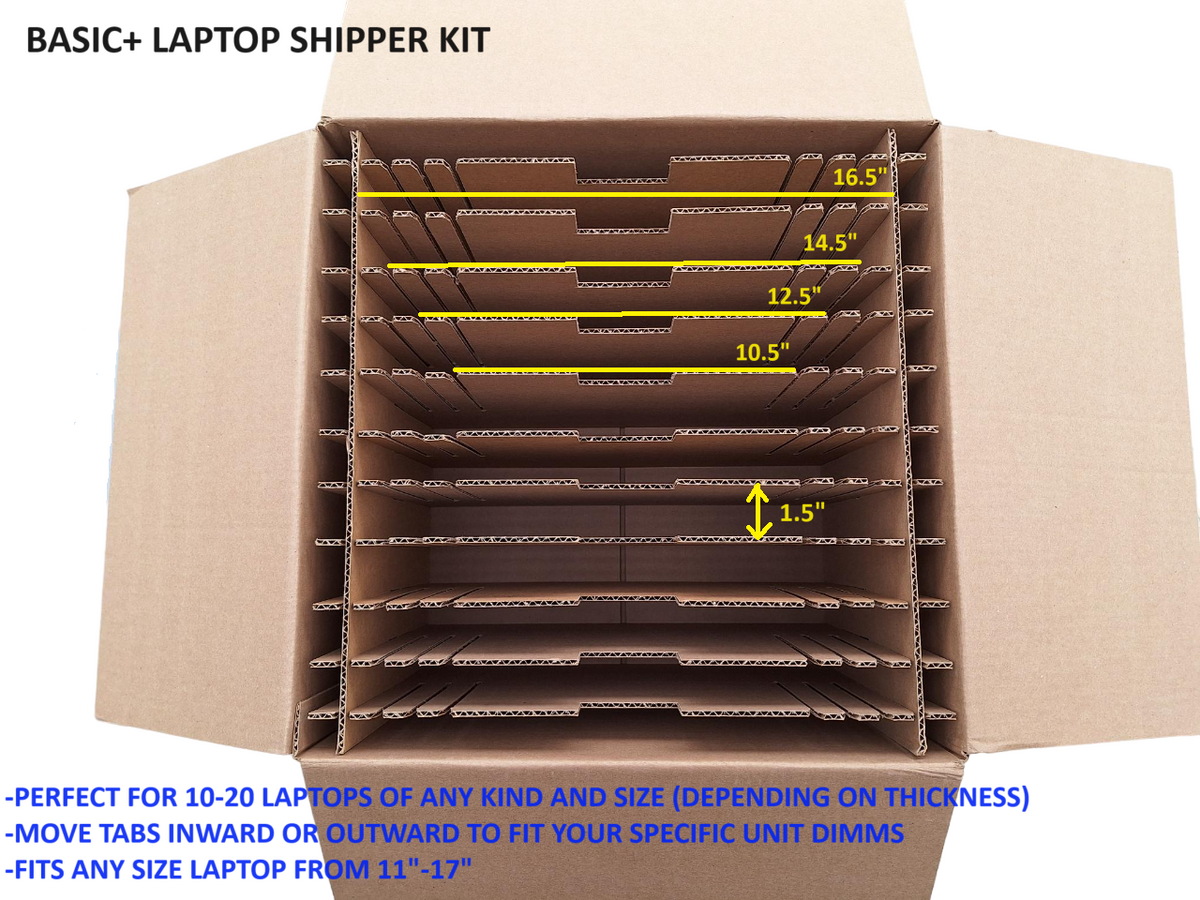 BASIC+ Laptop Shipping & Storage Box Protective Container KIT (FITS AN ...